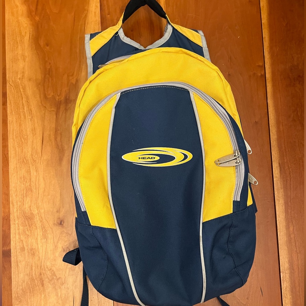 Head Dual-Tone Backpack in Yellow/Blue, laptop sleeve and rain cover